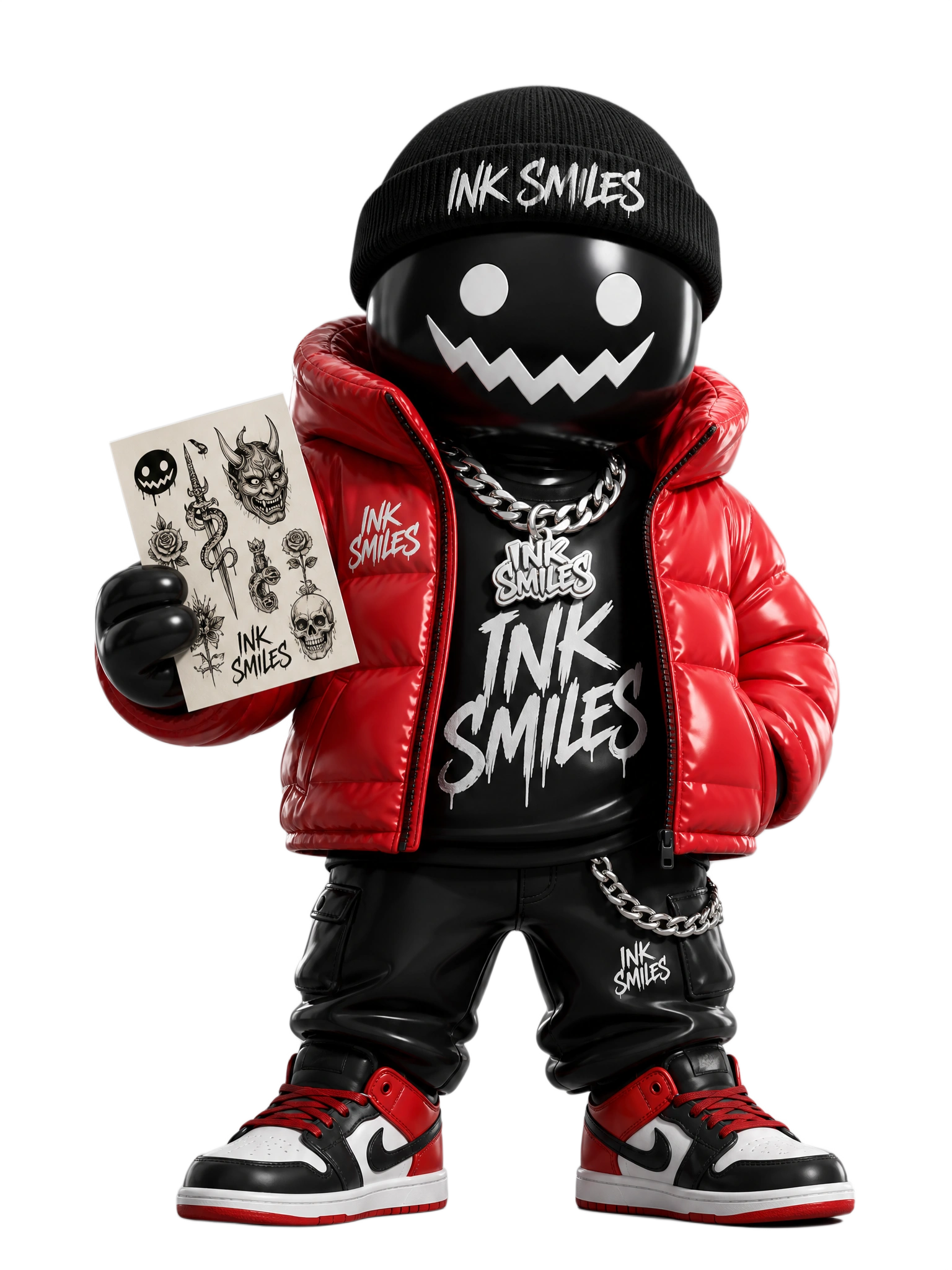 Маскот INK SMILES — streetwear-персонаж с flash-эскизом