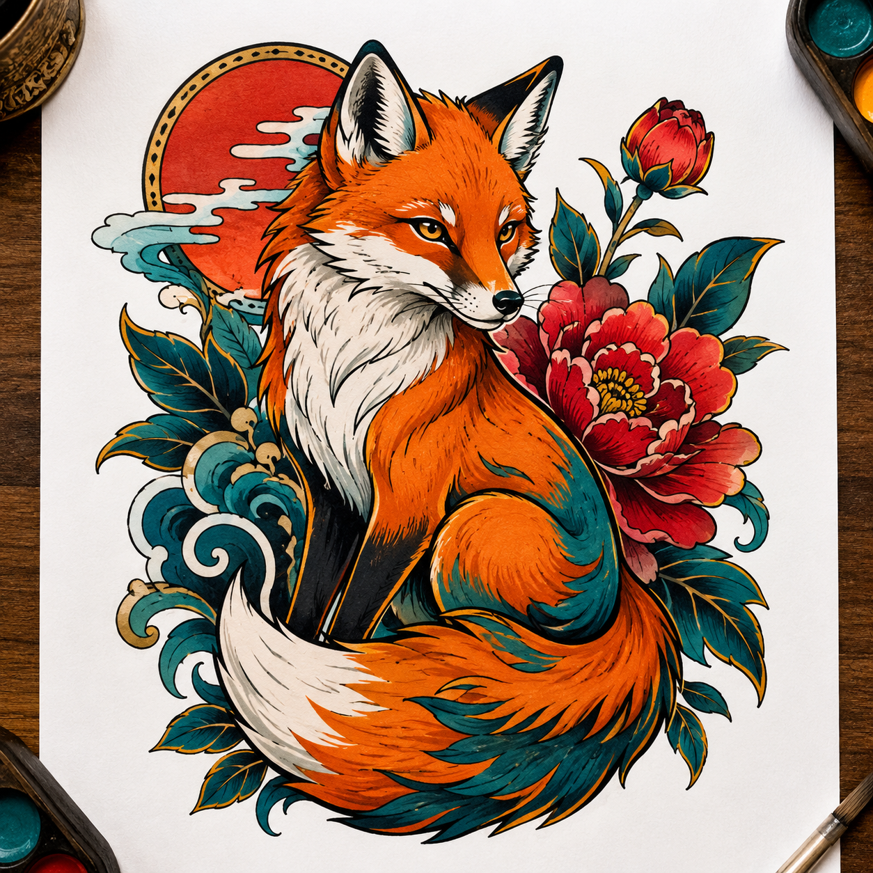 Color flash — neo-traditional лиса